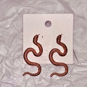 Boutique Bronze BOLD Snake Earrings, 3 inches each. Very Lightweight
